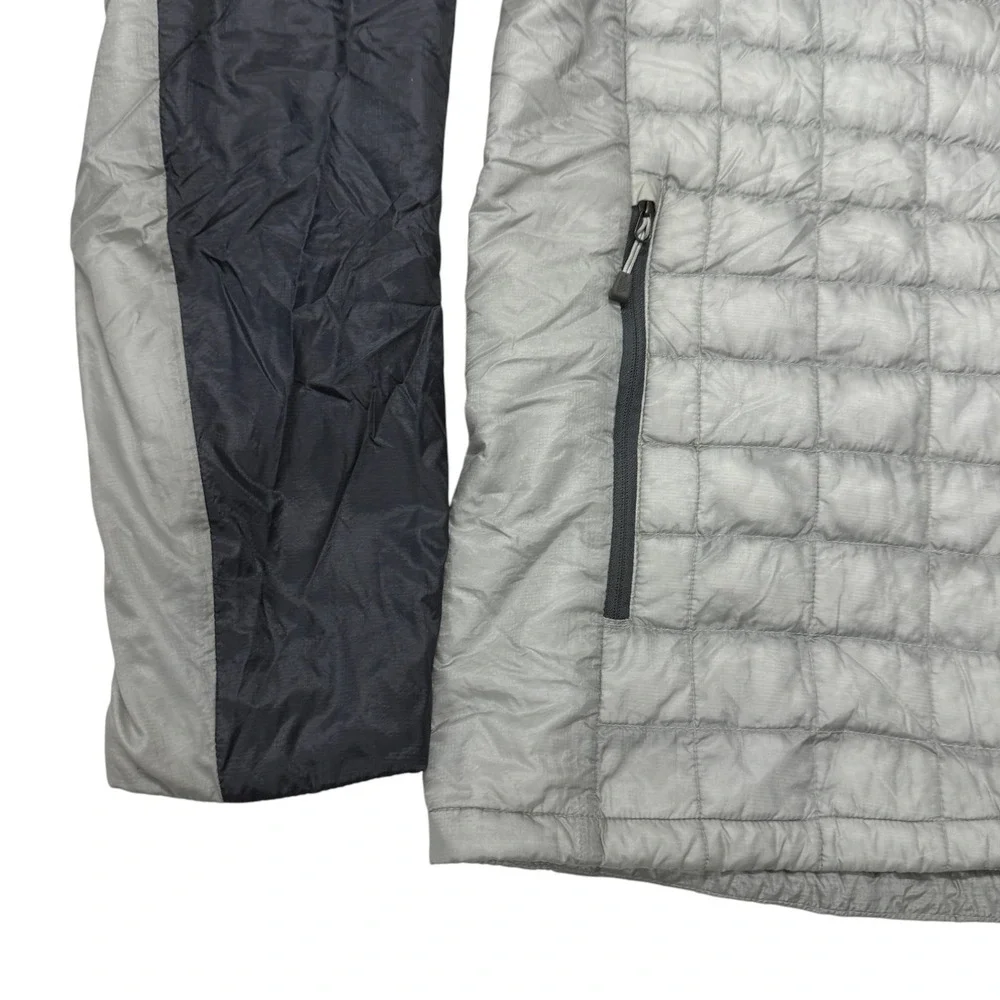 The North Face Thermoball Jacket Mens Medium Gray Black Full Zip Puffer C976 F14